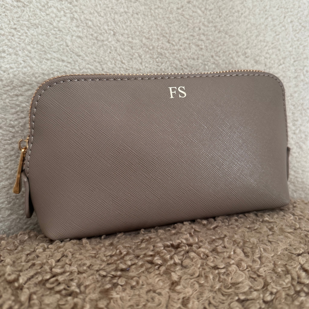 Personalised Taupe Cosmetic Bag – Medium & Large