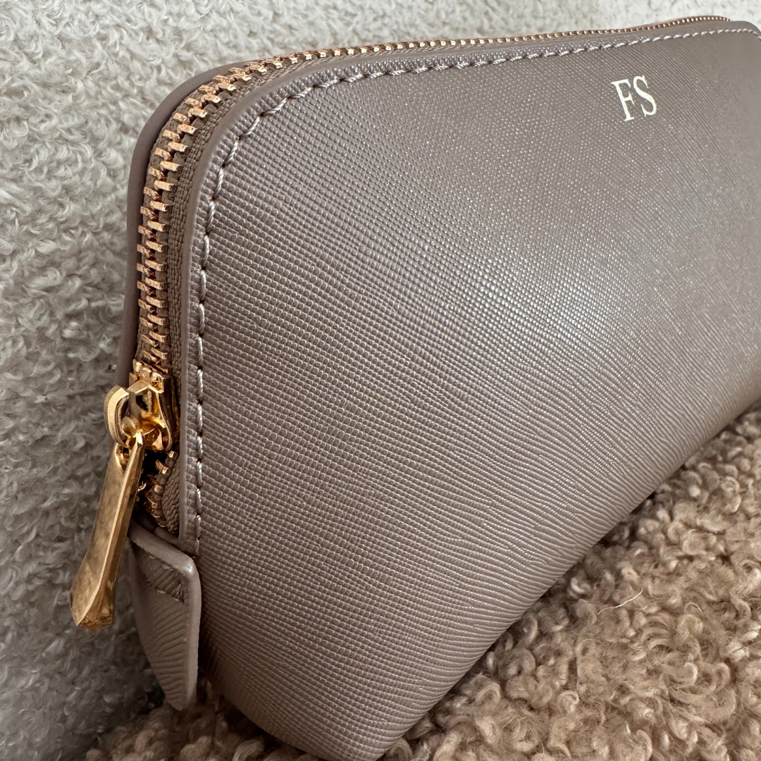 Personalised Taupe Cosmetic Bag – Medium & Large