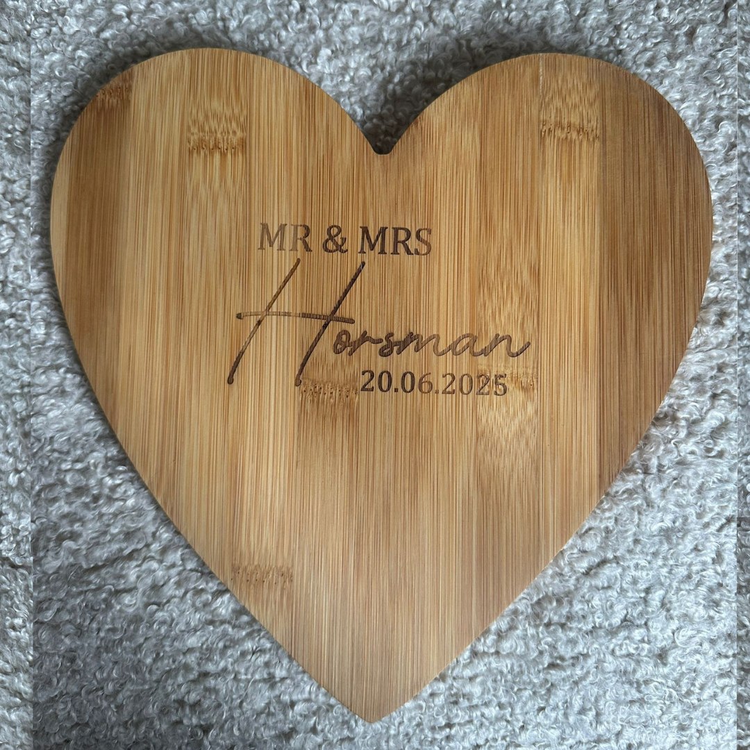 Personalised Engraved Heart Board – Anniversary or Wedding