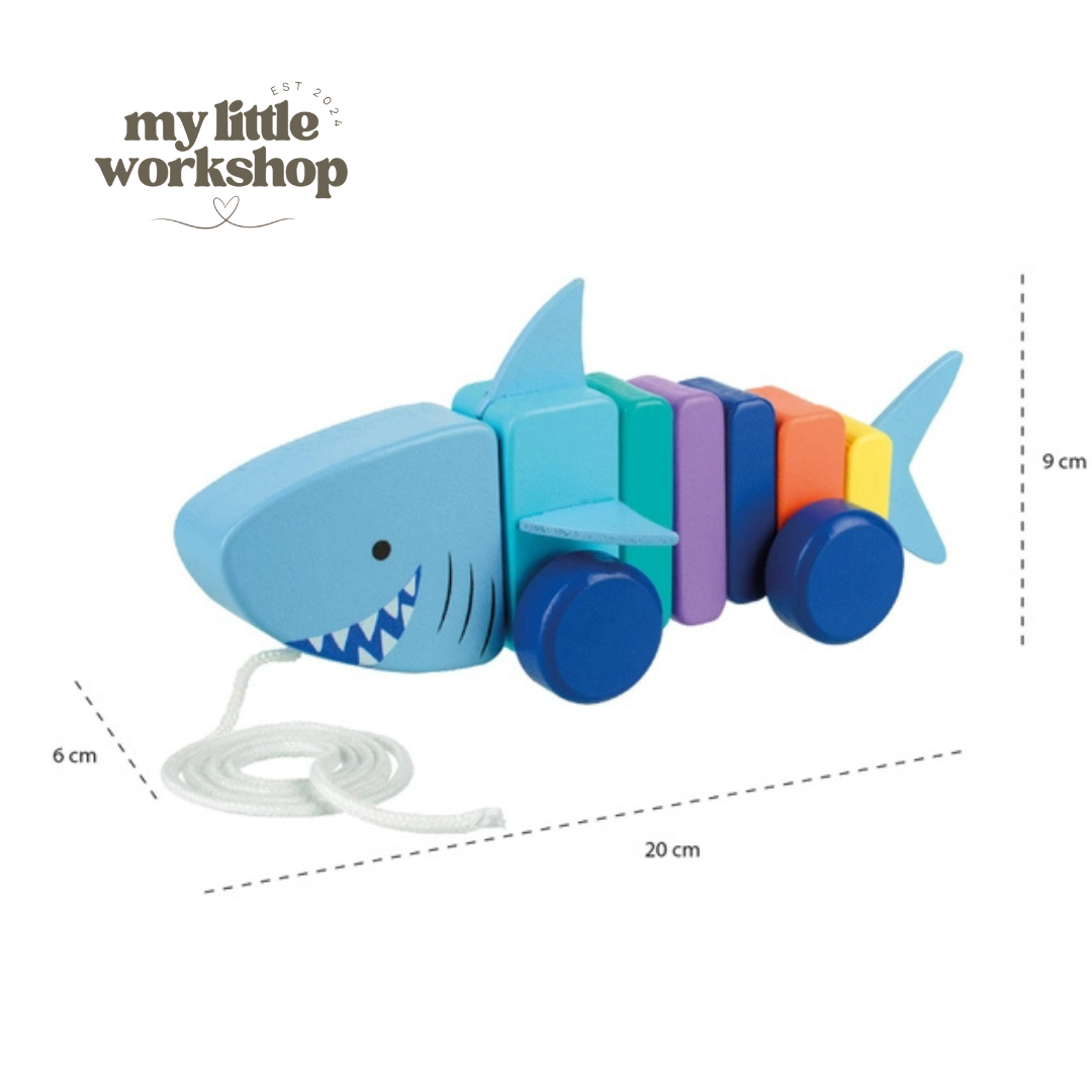Personalised Engraved Wooden Shark Pull-Along Toy