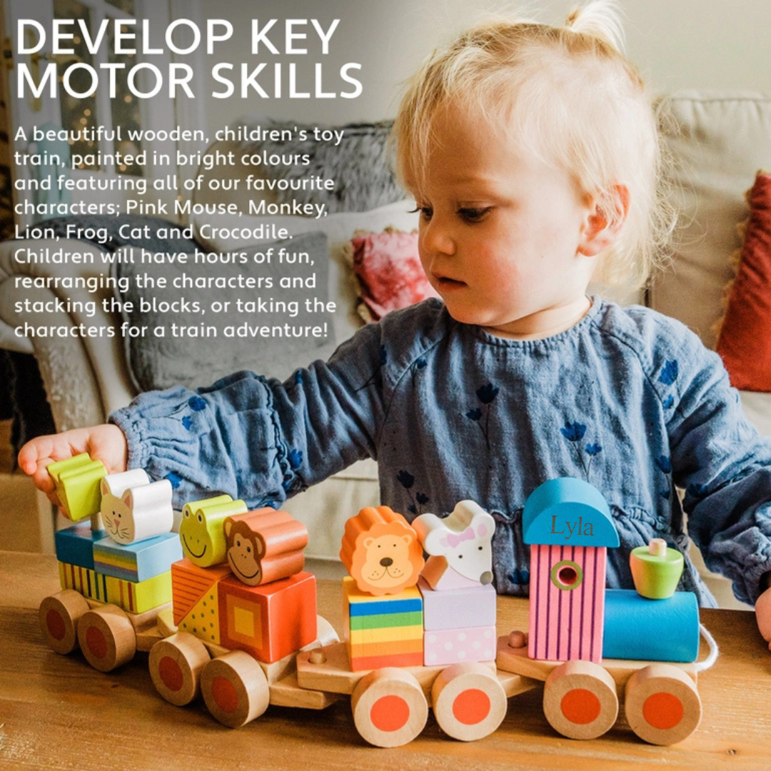 Personalised Engraved Wooden Animal Train Toy