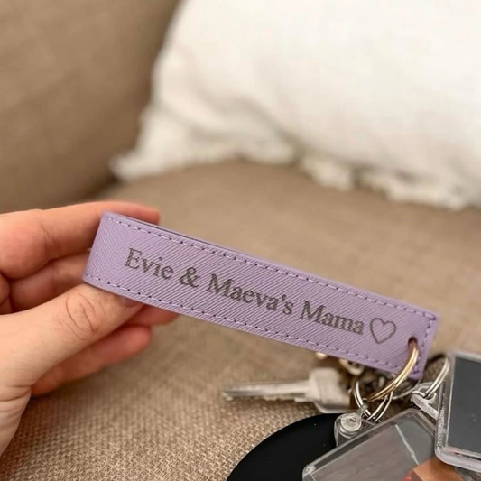 Personalised Engraved Wristlet Keyring - Lilac