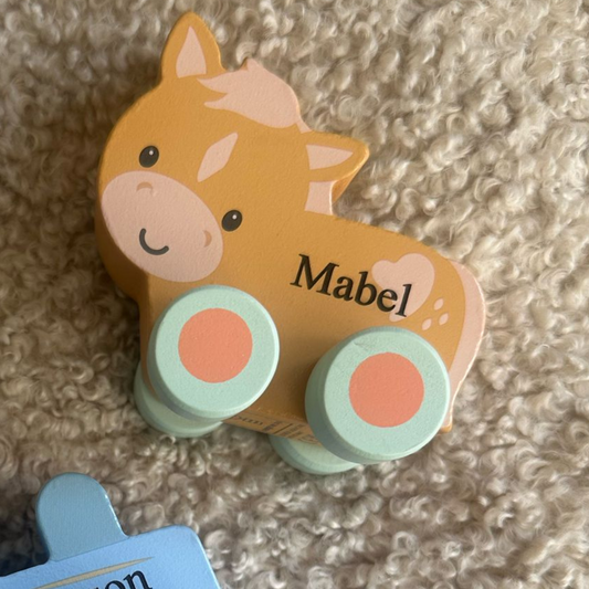 Personalised Engraved Wooden Pony Push Toy