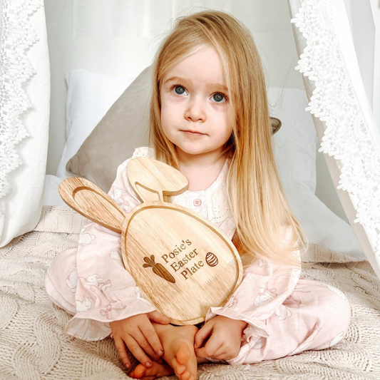 Personalised Engraved Wooden Easter Bunny Plate