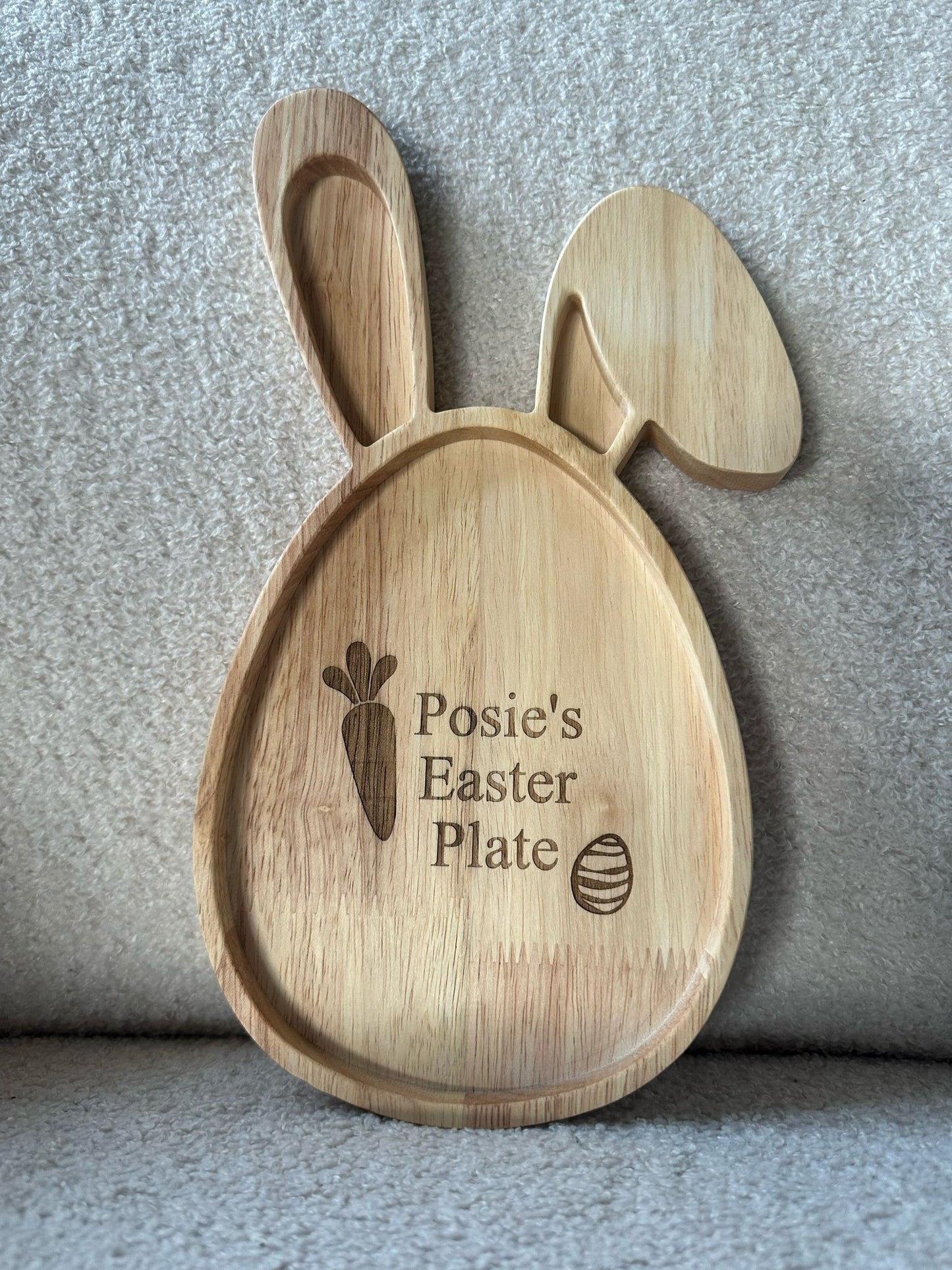 Personalised Engraved Wooden Easter Bunny Plate