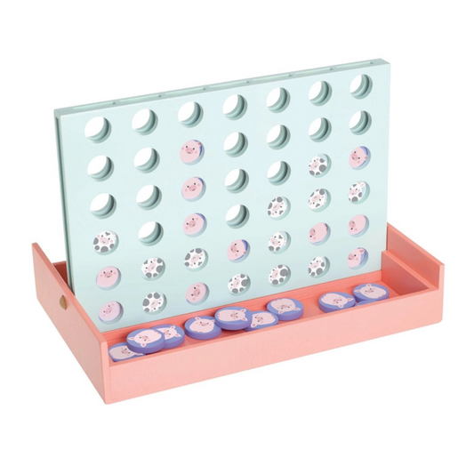 Engraved Wooden Four-in-a-Row Game