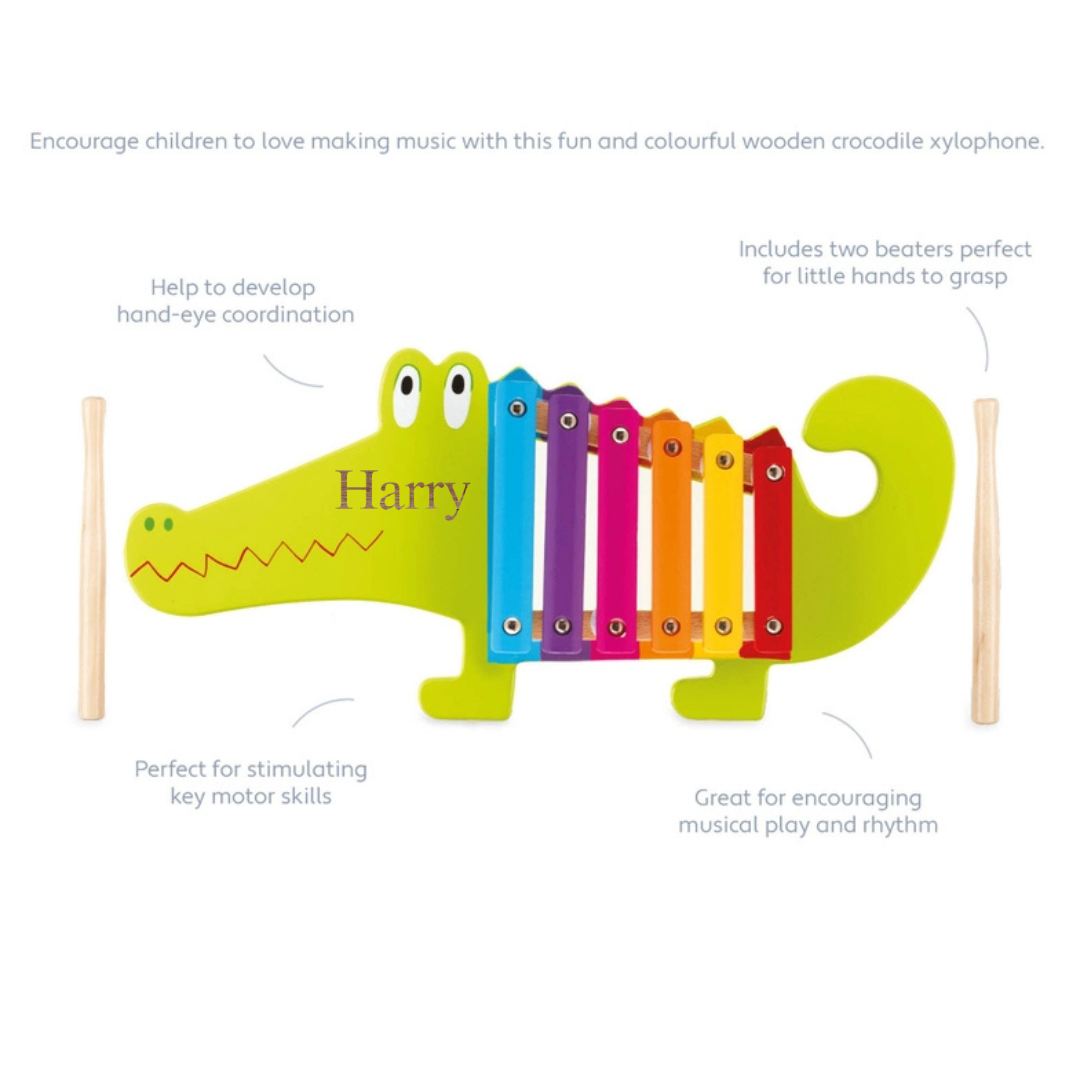 Personalised Engraved Wooden Crocodile Xylophone