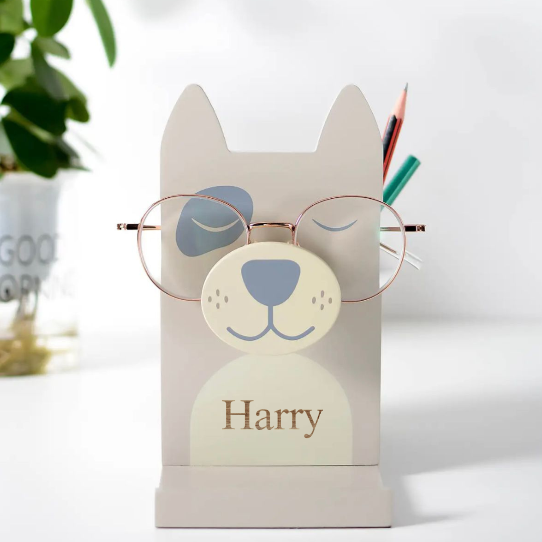 Personalised Wooden Dog Glasses Holder