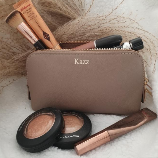 Personalised Taupe Cosmetic Bag – Medium & Large