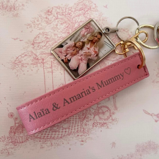 Personalised Engraved Wristlet Keyring - Pink