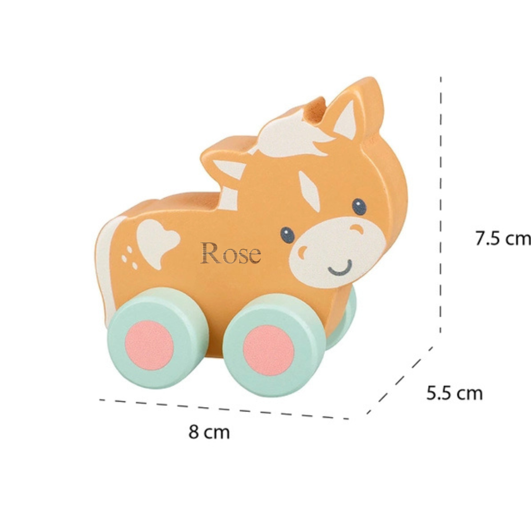 Personalised Engraved Wooden Pony Push Toy