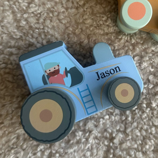 Personalised Engraved Wooden Tractor Push Toy